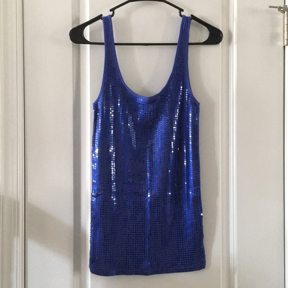 NEVER WORN Blue Sequin Tank Top!
